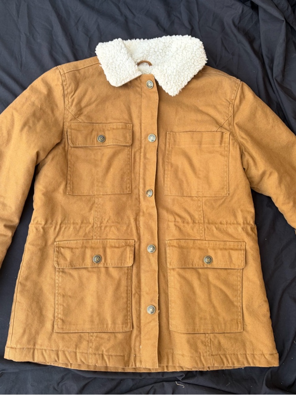 Shyanne Caramel Utility Jacket with Cream Sherpa Collar